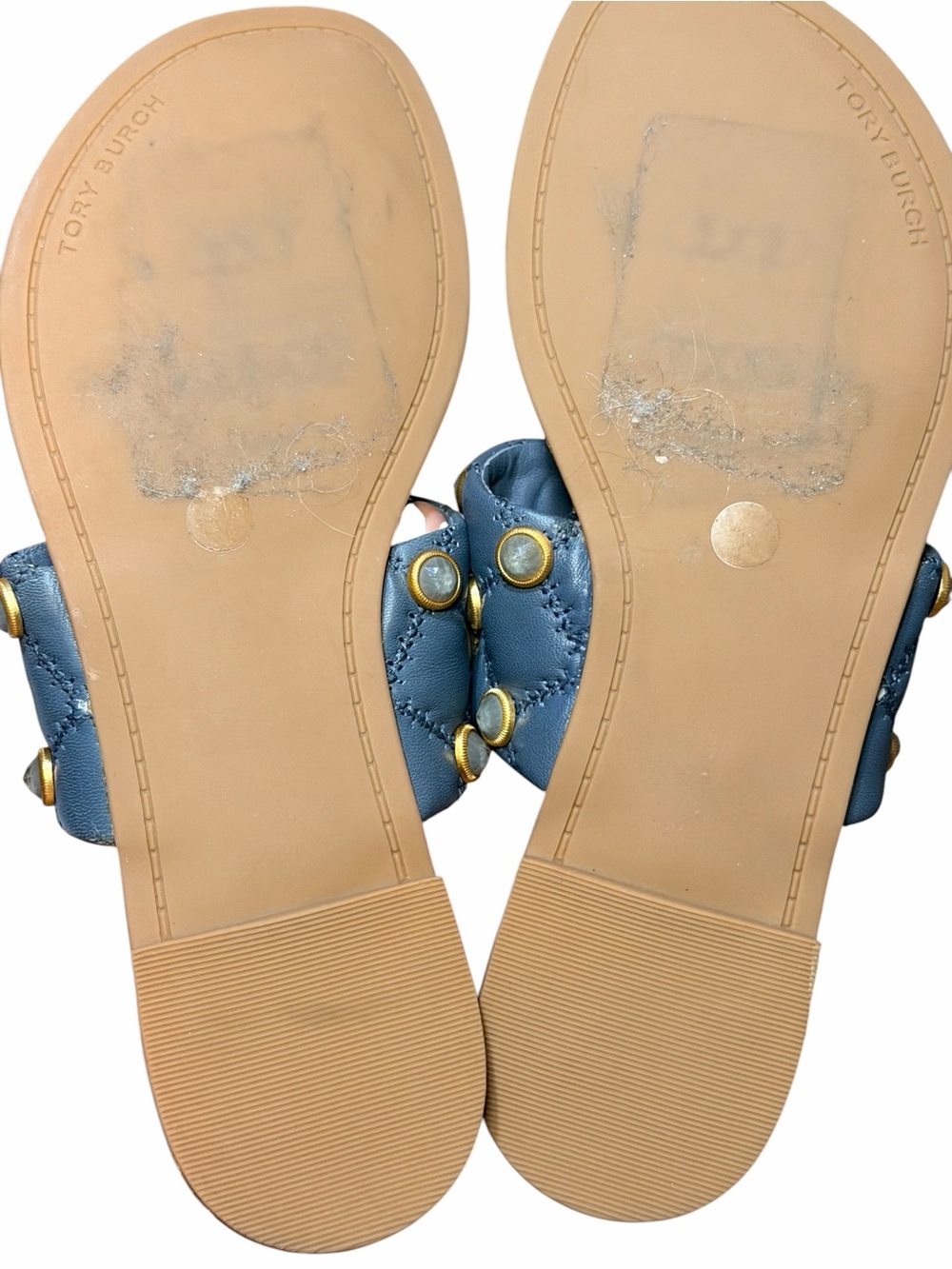 TORY BURCH Benton Leather Studded Thong Sandals 🩵💙🩶 - Picture 7 of 7